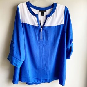 Lane Bryant / Blue and White Color Block Top-Sz 24